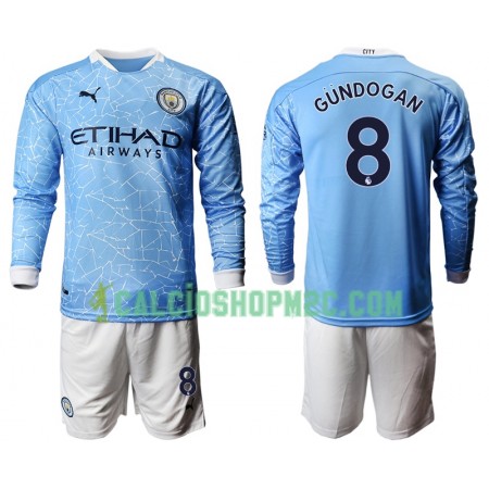 Manchester City Ilkay Gundogan 8 Bambino Maglia Prima 2020/2021 Manica Lunga (+ Pantaloncini)